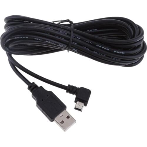 3.5m Dash Cam Charger Cable 5V 2A Mini USB Charger Cable Left Bend DVR GPS Charging Cables Car Accessories