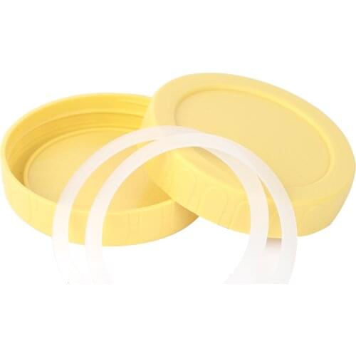 2pc Mason Jars Lids Covers Canning Drinking Jars Lids 86mm Plastic Leakproof Replacement Caps Lids with Silicone Sealing O Rings