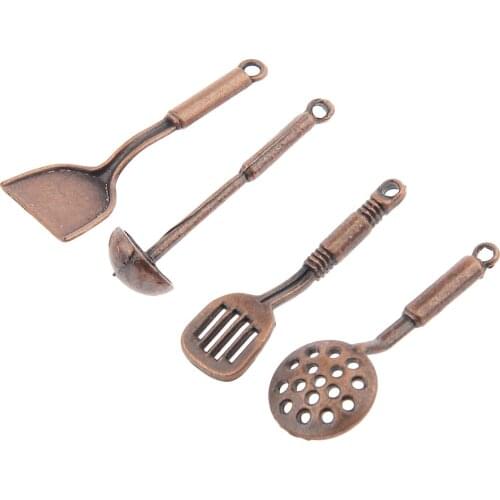 1:12 Scale Doll-House Kitchen Furniture Accessories, Including 5pcs Spatulas Ladles Kitchenware Tools Set