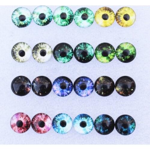 12mm Random Mixed Dragon Eyes Round Glass Cabochon Flatback Photo Dome Jewelry DIY Accessories Tray by pair 50pcs/lot K06116