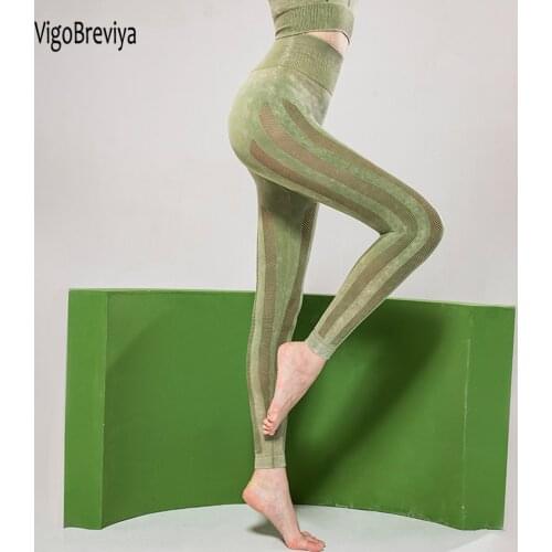 VigoBreviy Mesh Seamless Sport Leggings Women High Waist Tights Fitness Leggins Female Transparent Gym Yoga Pants Sports Wear