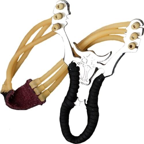 Powerful Hunting Slingshot Alloy Catapolt Thick Wrist Band Catapult Sports Outdoor Hunting Slingshot Bow Rubber