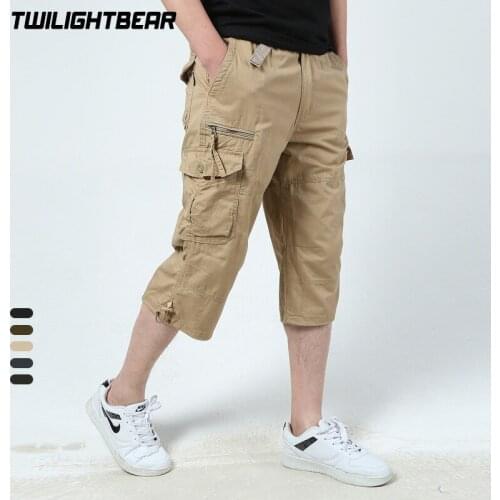 New Mens Camo Cropped Pants Summer Designer Multi-pocket Pure Cotton Male Casual Calf Length Pant Men Plus Size Trousers AF1219