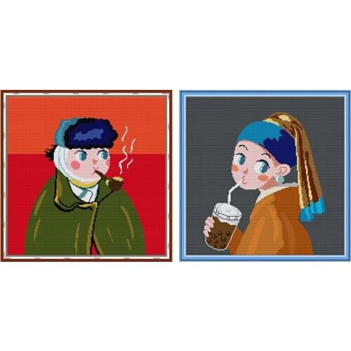 Couple Needlework, DIY DMC Cross stitch kit, Sets For Embroidery kits, stamped cross stitch 14CT Printed Patterns Counted canvas