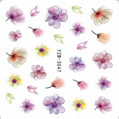 Nail Stickers on Nails Blooming Flower Stickers for Nails Lavender Nail Art Water Transfer Stickers Decals 3D Embossed Flower