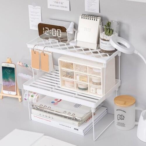New Arrival Foldable Metal Desktop Organizer Desk Storage Rack With 1PC DIY Free Decorative School Stationery Supplies