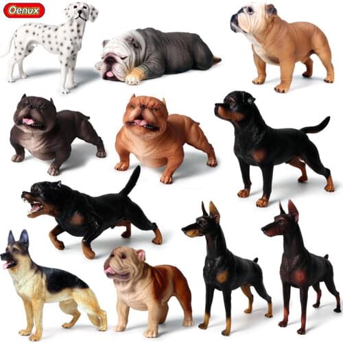 Oenux Lifelike Dog Animals Doberman Pinscher Rottweiler Dalmatian Guard Dog Action Figures Cute Pet Model Collection Toys Gift