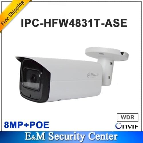 Original english dahua with dahua logo IPC-HFW4831T-ASE 8MP WDR IR Mini Bullet Network IP67 IK10 PoE Camera Face Detection Audio