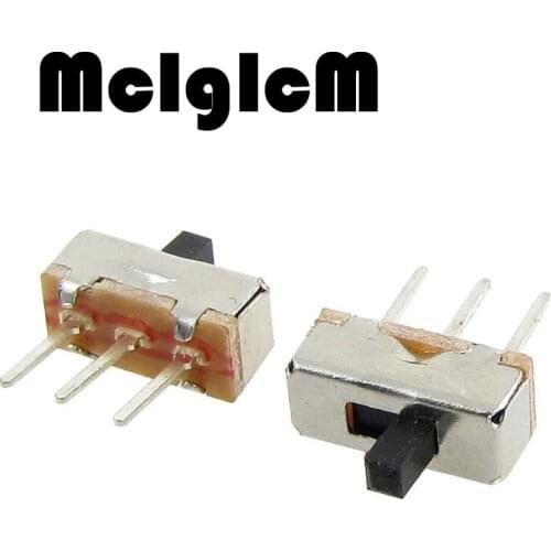 200pcs Toggle Switch Micro Slide Switch 3P 1P2T SPDT 0.5A 50V DC, Handle length: 3MM Interruptor on-off 1 Way 2 Band SS12D00G3