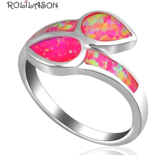 ROLILASON Party gifts ! Cute design Purple fire Opal silver plated stamp Rings fashion jewelry USA size #6.5 #6.75 #7.75 OR430