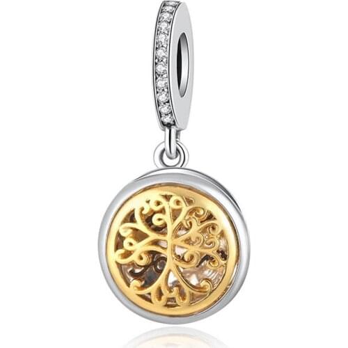 Family Roots Forever Tree Dangle Charm fit Lady Bracelet Bangle Authentic S925 Bead DIY Jewelry