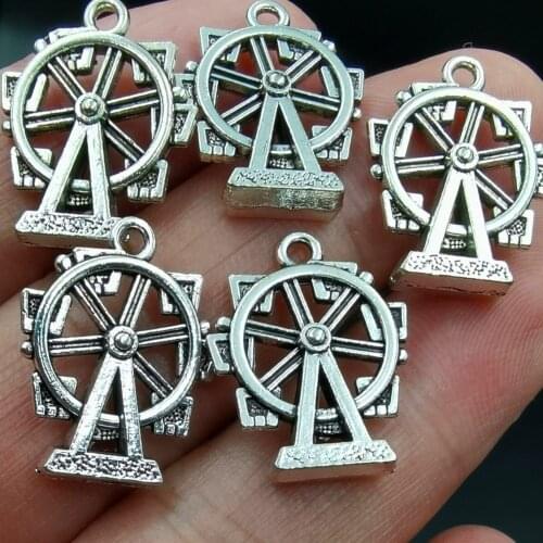 Antiquing 20Pcs Ferris Wheel Shape Charm Zinc Alloy Pendant DIY Necklace&Bracelet Jewelry Making Accessories Craft 17*22mm