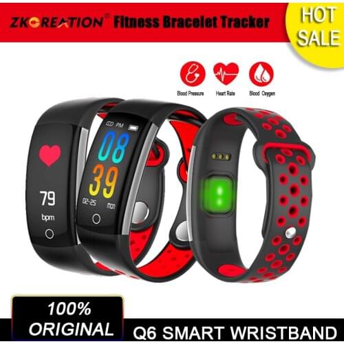 Q6 Smart Wristband Fitness Bracelet Tracker Heart Rate Blood Pressure Monitor Waterproof Swimming Wristband SMS Call Reminder