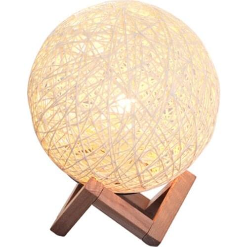 Modern Vine Bal Desk Lamp Nordic Wood Base Starry Projection Moon Light Night Lamp Table Lamp Bedside Lamps