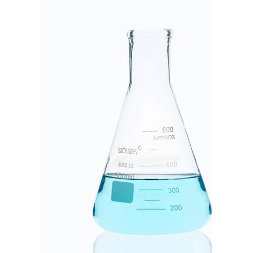 2Pcs / 500ml glass Erlenmeyer flasks for school laboratory equipment Erlenmeyer flasks