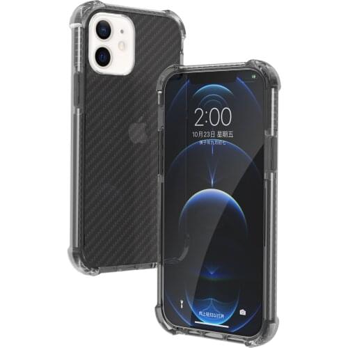 Carbon Fiber Textured Phone Case for iPhone 12 Pro Max Mini Anti Yellow Transparent Full Protection Hard Shell