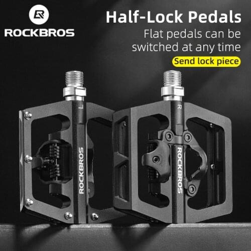 ROCKBROS 2 in 1 Platform SPD Self-Lock Bike Pedal Rainproof Sealed Bearing Cycling Pedals MTB Mountain Bicycle Pedals Accessory