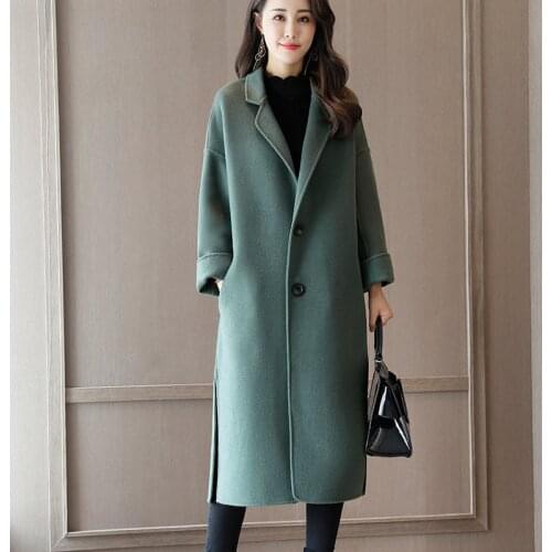 High-quality double-faced woolen cashmere coat womens long section autumn and winter new loose fashion woolen coat AL190315
