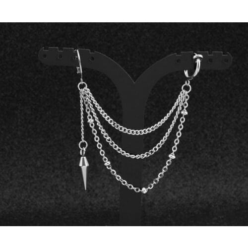 WOWTIGER 1 pc Idol same Stud Earrings Punk Ear Bone Chain Earrings Korean boys V Hip Hop Jewelry Accessories For Men Women