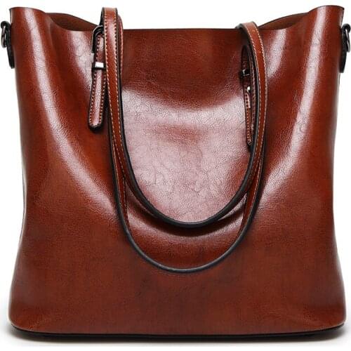 Women Oil Wax Leather Designer Handbags High Quality Shoulder Bags Ladies Handbags Fashion brand PU leather women bags