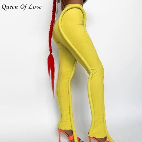 Sexy High Waist Legging Outfits 2021 New Autumn Winter Streetwear Women Knitted Snake Design Yellow Pant Y2K
