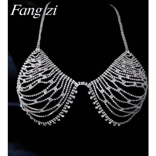 Sexy women Rhinestone body chain bra chain shiny crystal Bikini Bra and thong party nightclub underwear jewelry accessories