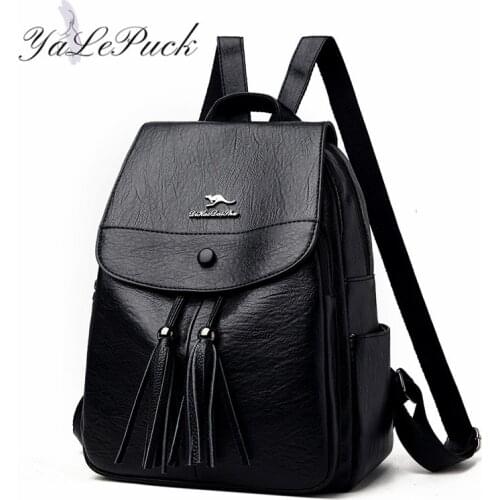 Ladies Back Pack High Quality tassel Leather Women Backpack Mochilas Feminina Bagpack School Bags for Teenage Girls Sac A Dos