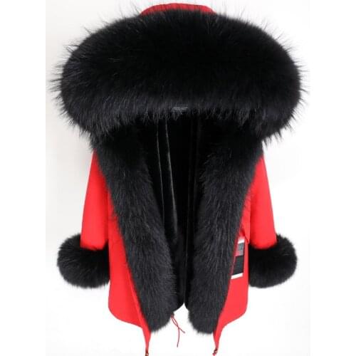 Womens long coat raccoon fur collar Womens jacket Winter warm and thick real natural fur coat long parka coat Womens coat