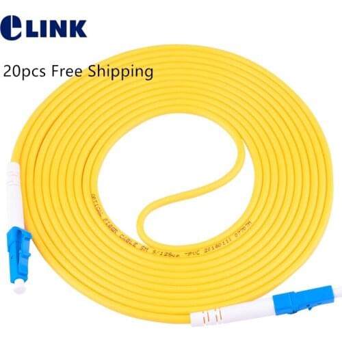 20pcs LC-LC SX fiber jumper Singlemode Simplex 2.0mm 9/125um optical cable 1 2 3 5 7 10 MTR fibre patch cord free shipping ELINK