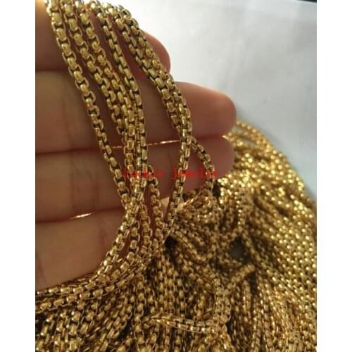 3 meter Lot in bulk women Gold Plated Stainless steel 2.8mm Square Box- Link Chain Jewelry finding Marking DIY