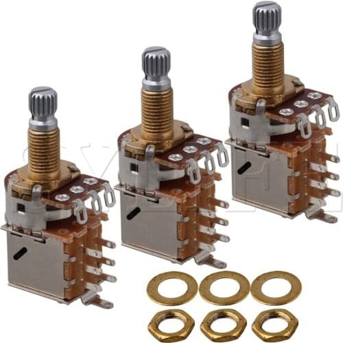 3PCS Guitar B250k Pots Push Pull Pot With 18mm Coarse Knurling Shaft