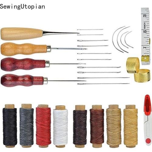 30PCS Leather Craft Punch Tools Kit SET Stitching Carving Working Sewing Thimble Scissors Leather Craft Tools Set Kit Tool