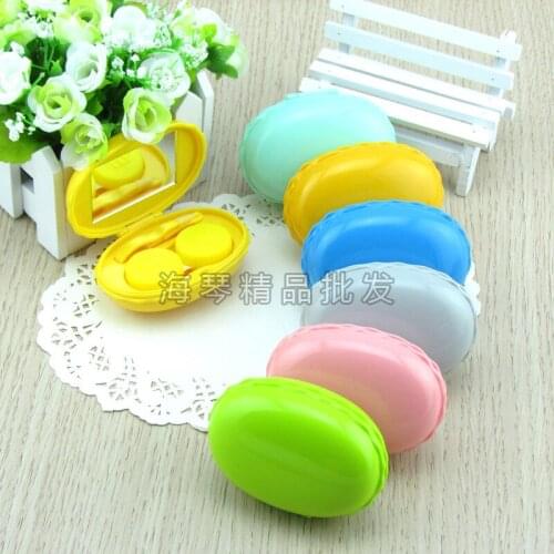 5pcs Simple elegant fashion Candy color Contact lens case Oval With a mirror Nursing box Travel Portable Case Storage Container