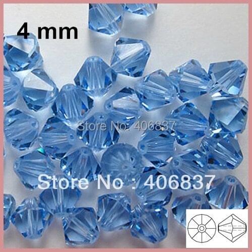 Free Shipping! 720pcs/Lot, Chinese Top Quality 4mm Light Sapphire Crystal Bicone Beads