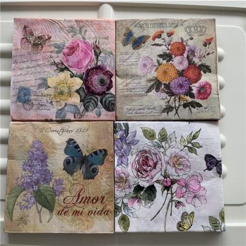 Decoupage table paper napkins elegant tissue vintage towel flower butterfly stamp birthday wedding party home beautiful decor 20