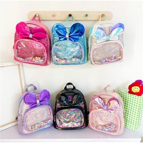 Childrens Sequin bow backpack girl Princess fashion schoolbag travel snacks sundry Backpack