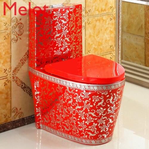 Home pumping Chinese red personality red toilet ultra-vortex water-saving anti-odor toilet color ceramic toilet