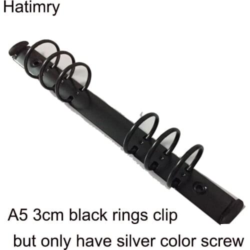 HATIMRY DIY Standerd A5 Black color 3cm rings binder clip for sprail leather notebook sliver color A5 notebook binder clip
