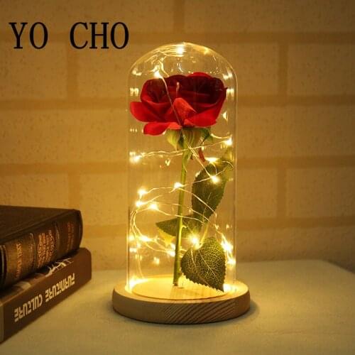 YO CHO Artificial Flowers Plastic Fake Roses Branch In a Flask For Wedding Gifts Christmas Decorations for Home Porte Silk Flore