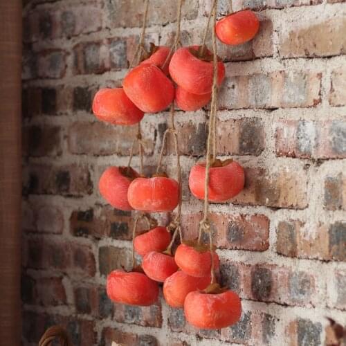 Artificial Fake Flower Hanging Persimmon Fruit Set Vine Rattan Decoration Plant Wedding Home for Garden
