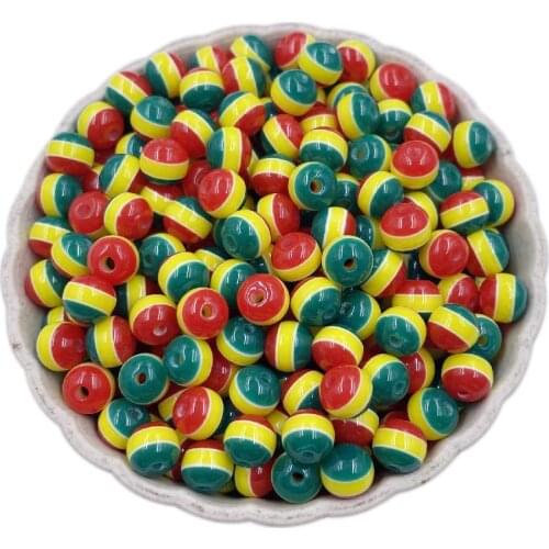 6mm National Flag Round Resin Beads Stripe Spacer Beads for Jewelry Making Handcraft Department DIY Bracelet Accessories