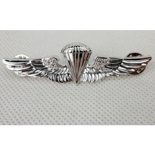 METAL US NAVY SEAL PARATROOPER WINGS BADGE INSIGNIA SILVER