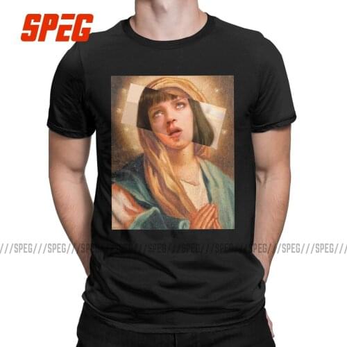 Virgin Mia Damn Pulp Fiction Mia Wallace Men T Shirt Novelty Tee Shirt Short Sleeve Crew Neck T-Shirt Cotton 6XL Clothes