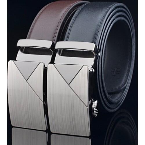 For Men Black Belts Genuine Leather Belts Luxury brand Automatic Male Belts Men