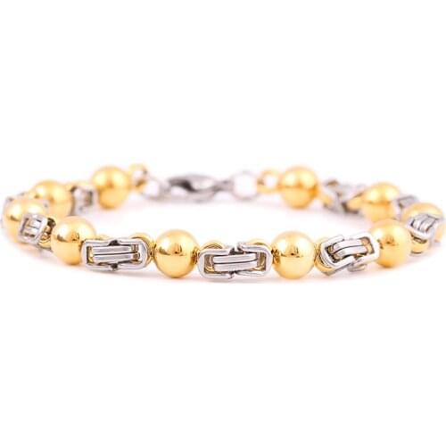 Fashion Retro Round Iron Ball Titanium Steel Mens Braided Buckle Bracelet Accessories