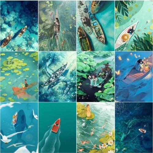 5D Diy Diamond Painting Lake Scenery Cross Stitch Kits Full Square Round Drills Rhinestone Embroidery Nature Landscape Pictures