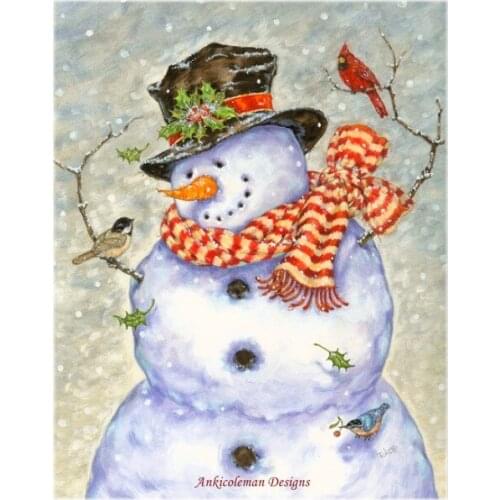 Embroidery Counted Cross Stitch Kits Needlework - Crafts 14 ct DMC color DIY Arts Handmade Decor - Snowman and Birds