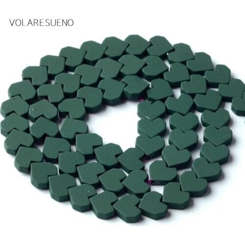 Natural Stone Dark Green Hematite Stone Rubber Love Heart Beads For Jewelry Making 8mm Space Loose Beads Diy Bracelet 15inches