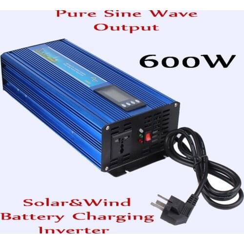 600W off grid inverter 12V/24V DC to AC110V/220V pure sine wave inverter with AC Battery Charging Function, Surge Power 1200W