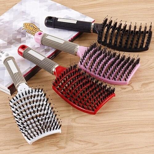 1PC New Hair Styling Brush Wet Curly Detangle Hair Scalp Massage Comb Bristle Nylon Hairbrush For Salon Hairdressing Tools